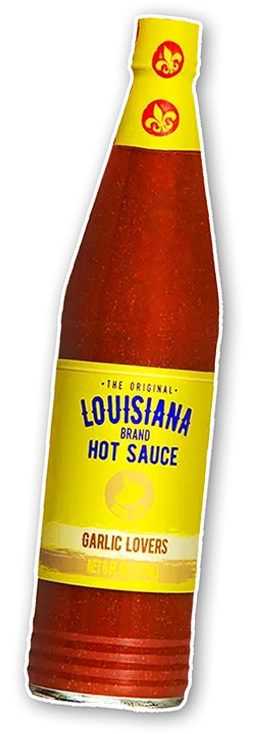 A bottle of Garlic Lovers Louisiana Hot Sauce